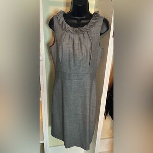 J Crew Gray Ruffle Neckline Sheath Dress